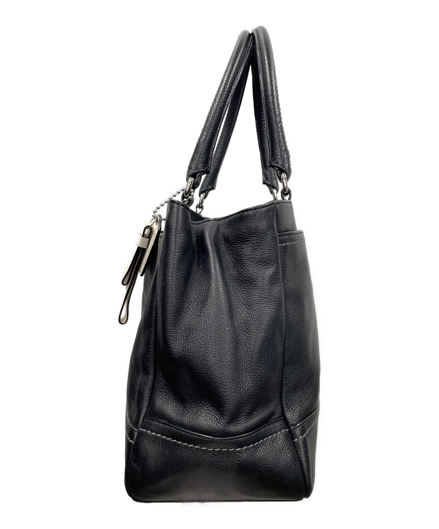 k*u様 COACH ブラック レザー トートバッグ 中古・古着通販】COACH (コーチ) レザートートバッグ ブラック サイズ