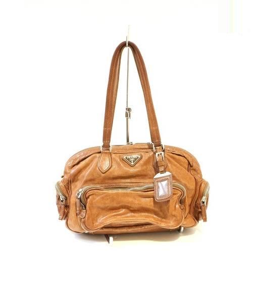 中古・古着通販】PRADA (プラダ) アンティークレザーバッグ ブラウン