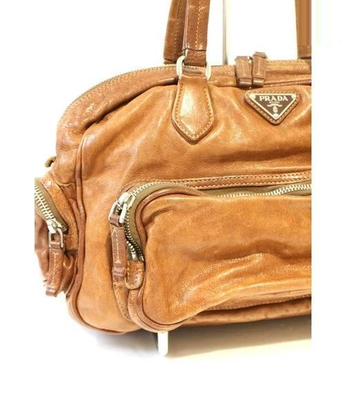 中古・古着通販】PRADA (プラダ) アンティークレザーバッグ ブラウン