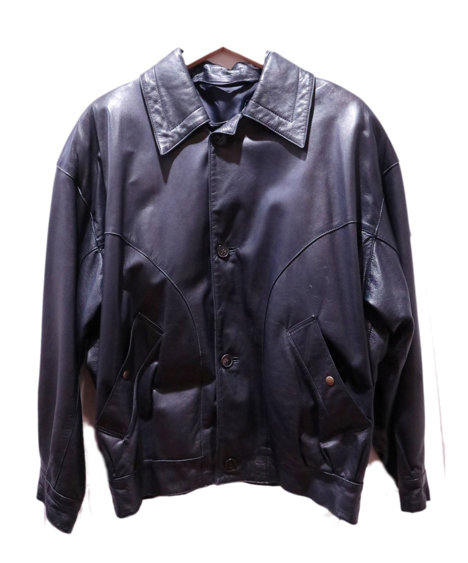 中古・古着通販】LOEWE (ロエベ) ナッパレザージャケット ブラック