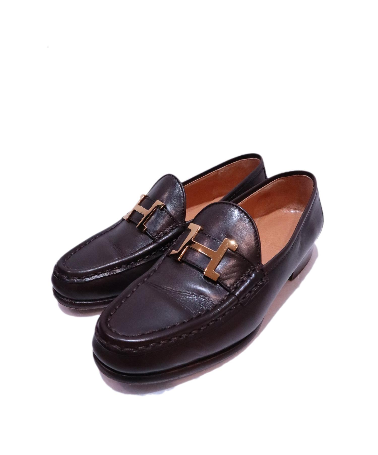 中古・古着通販】HERMES (エルメス) Hロゴローファー ブラウン サイズ