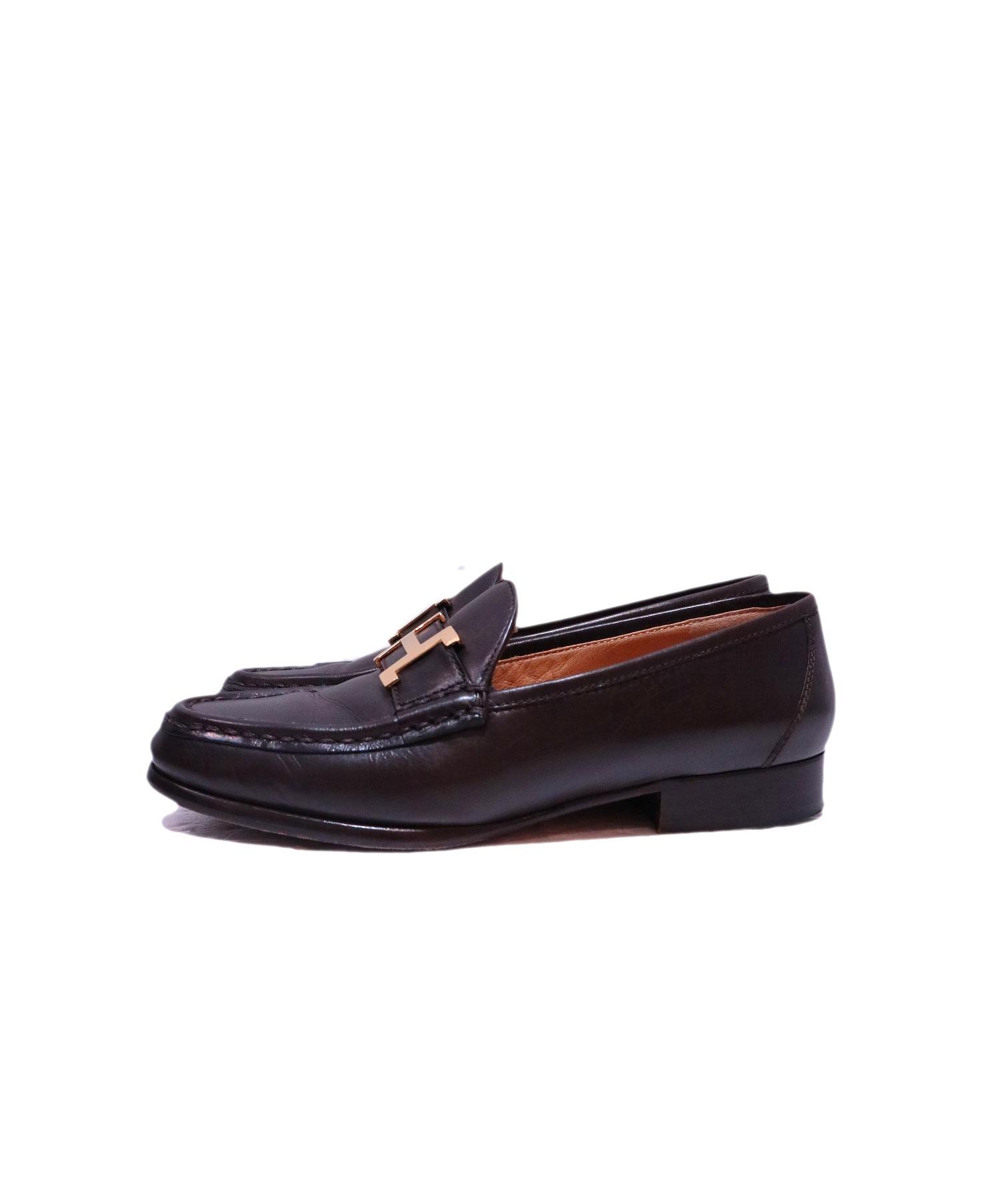 HERMES エルメス Hロゴ ローファー パンプス マロン シャテーニュ 中古・古着通販】HERMES (エルメス) Hロゴローファー ブラウン サイズ