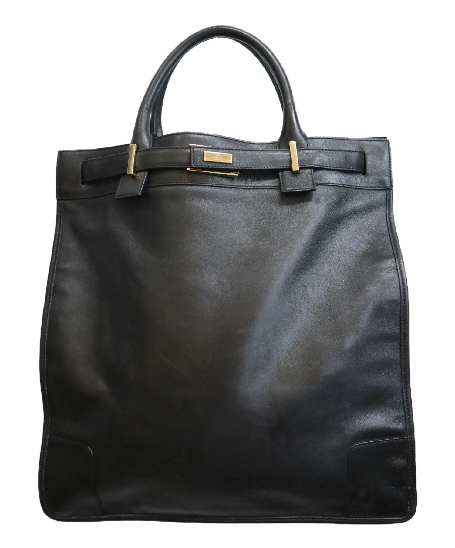 中古・古着通販】GUCCI (グッチ) レザートートバッグ ブラック