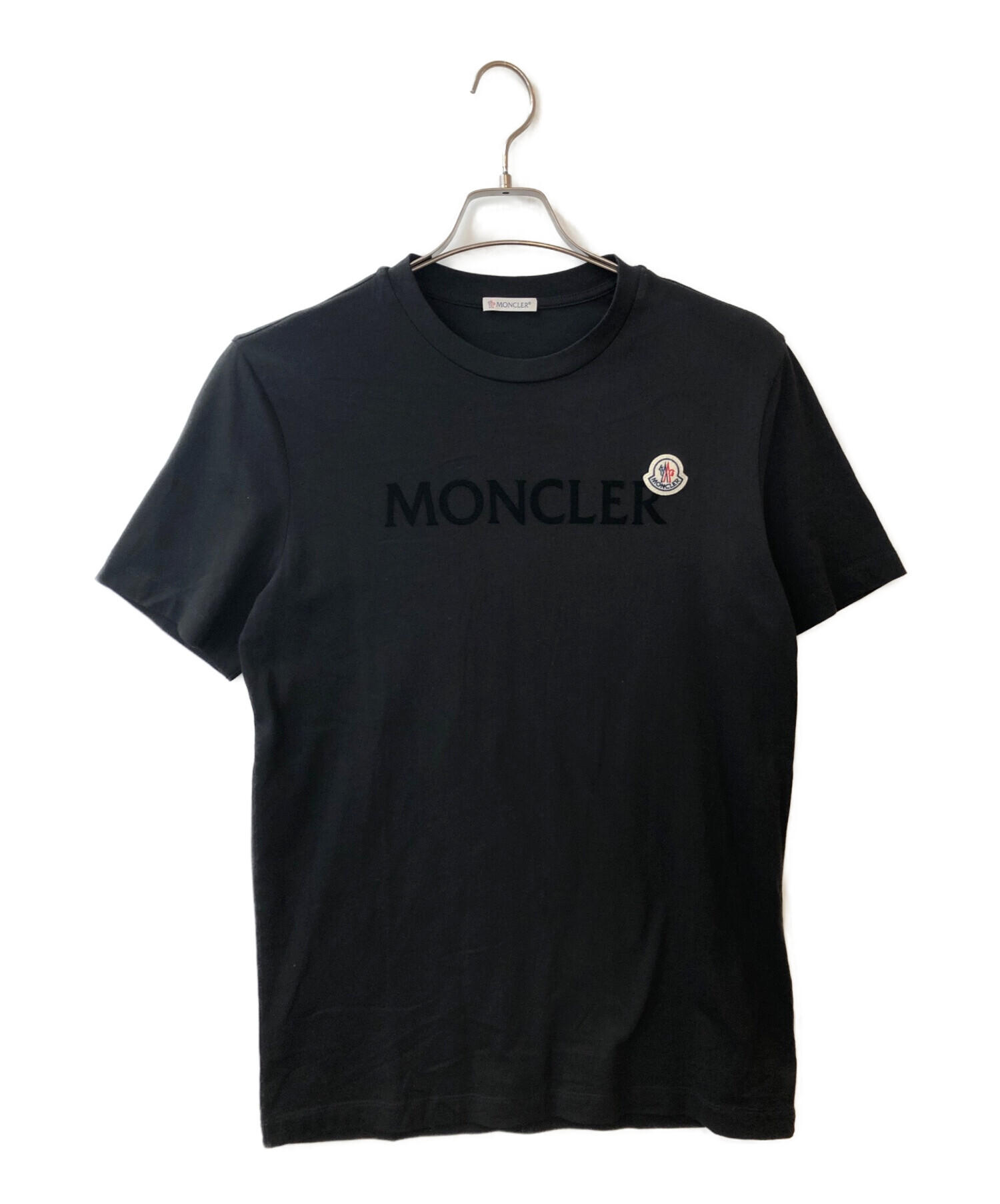美品☆MONCLER モンクレール Friends With You コットン100％ ロゴワッペン付 半袖Ｔシャツ ブラック L イタリア製 正規品 レディース メンズ MONCLER（モンクレール） 美品☆MONCLER Friends With You コットン100