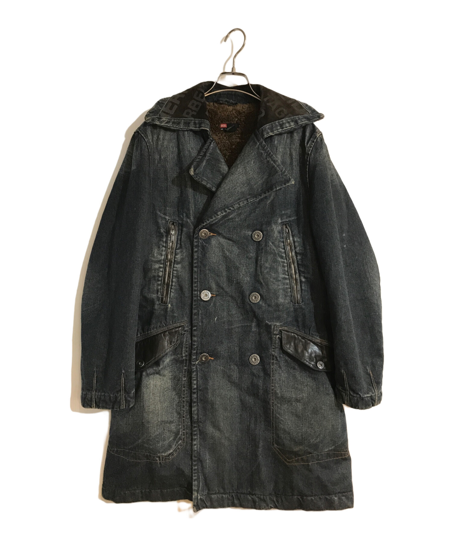 (新品未使用タグ付き)DIESEL レザーコート 中古・古着通販】DIESEL (ディーゼル) レザートリム ツインジップ