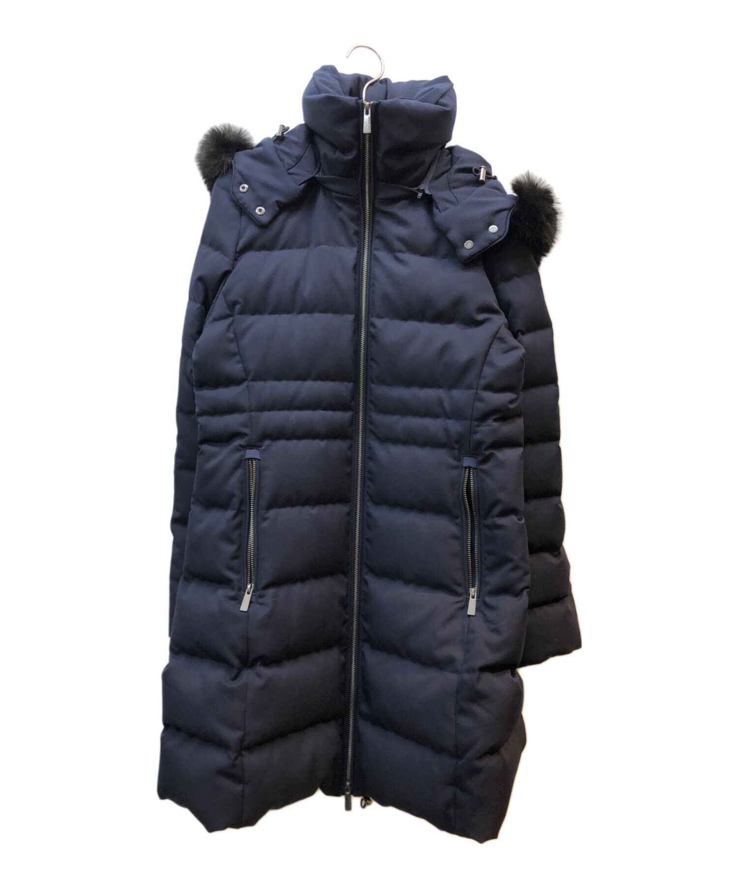 ナノユニバース　西川ダウン　ロングダウン　36ネイビー 西川 ダウン (R)」サージ ロング ダウン