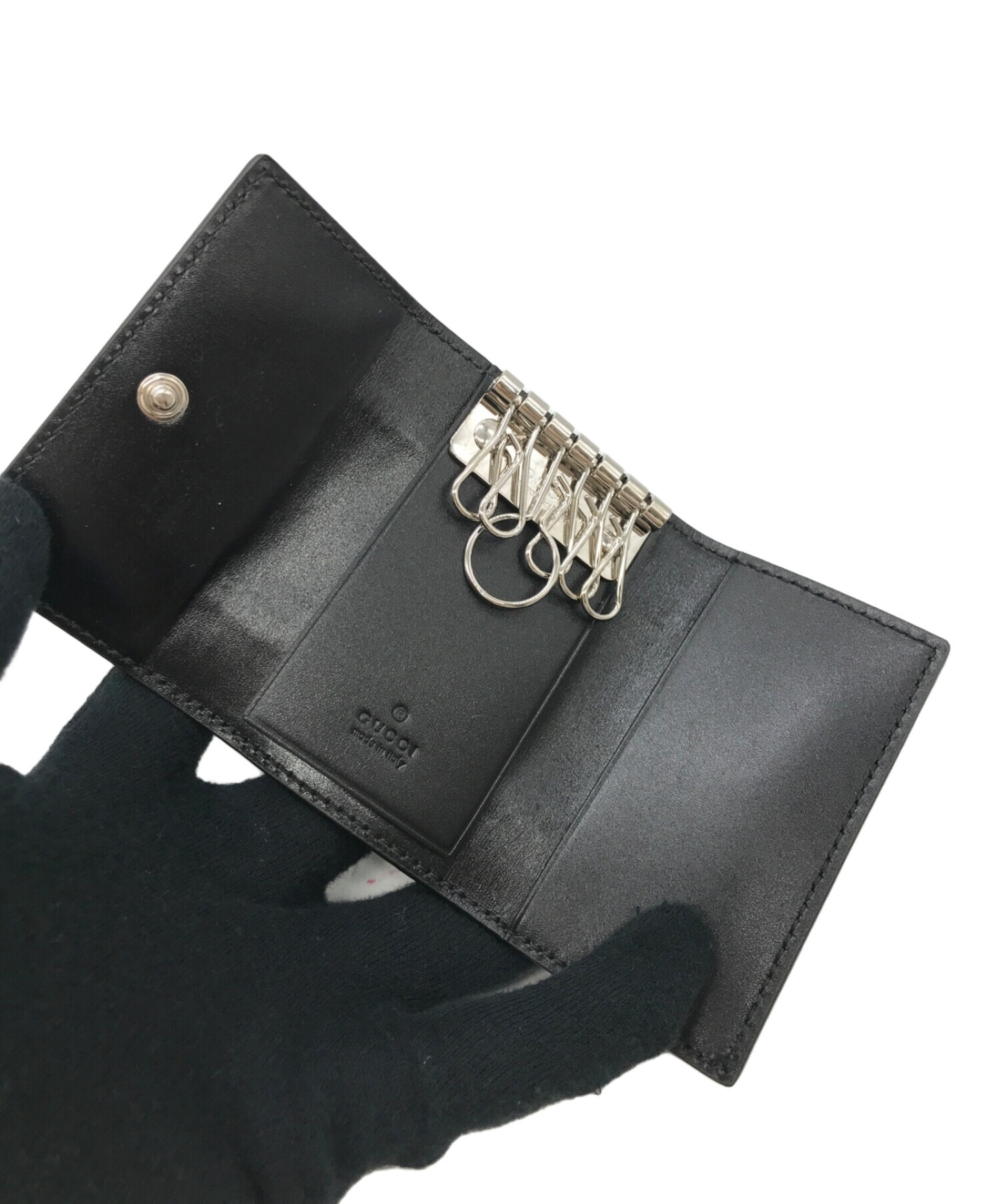 【美品】GUCCI グッチ GG柄 6連キーケース シェリーライン GUCCI グッチ 6連 GG キャンバス キーケース シェリーライン ヌメ革