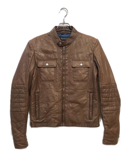 中古・古着通販】GUCCI (グッチ) ラムレザージャケット ブラウン