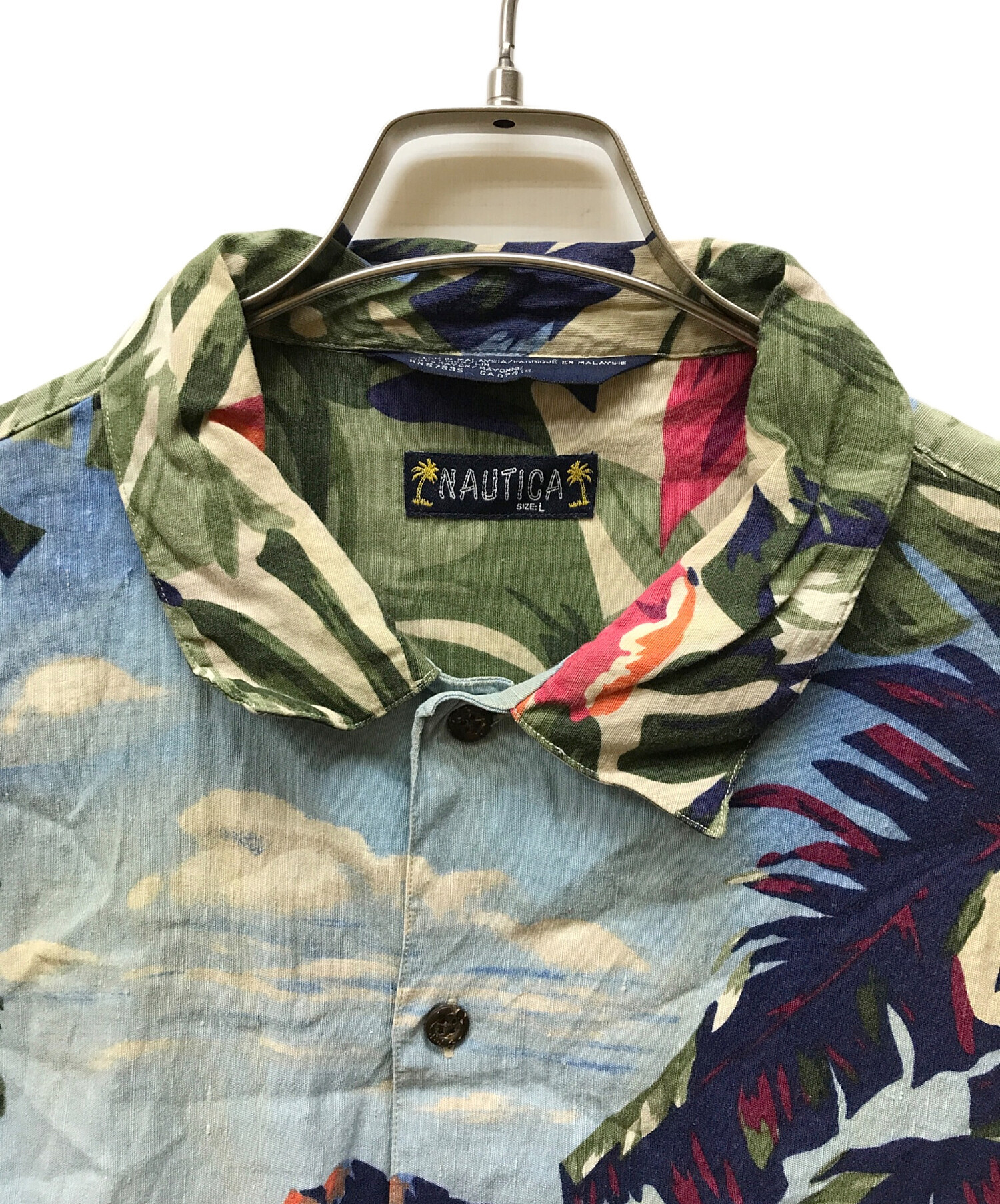 中古・古着通販】NAUTICA (ノーティカ) フラガールアロハシャツ ブルー 