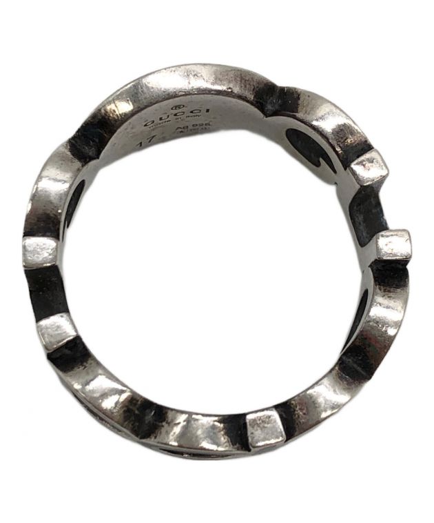 GUCCI グッチ インターロッキングG エナメルリング シルバー 約15号 GUCCI グッチ インターロッキングG エナメルリング シルバー 約