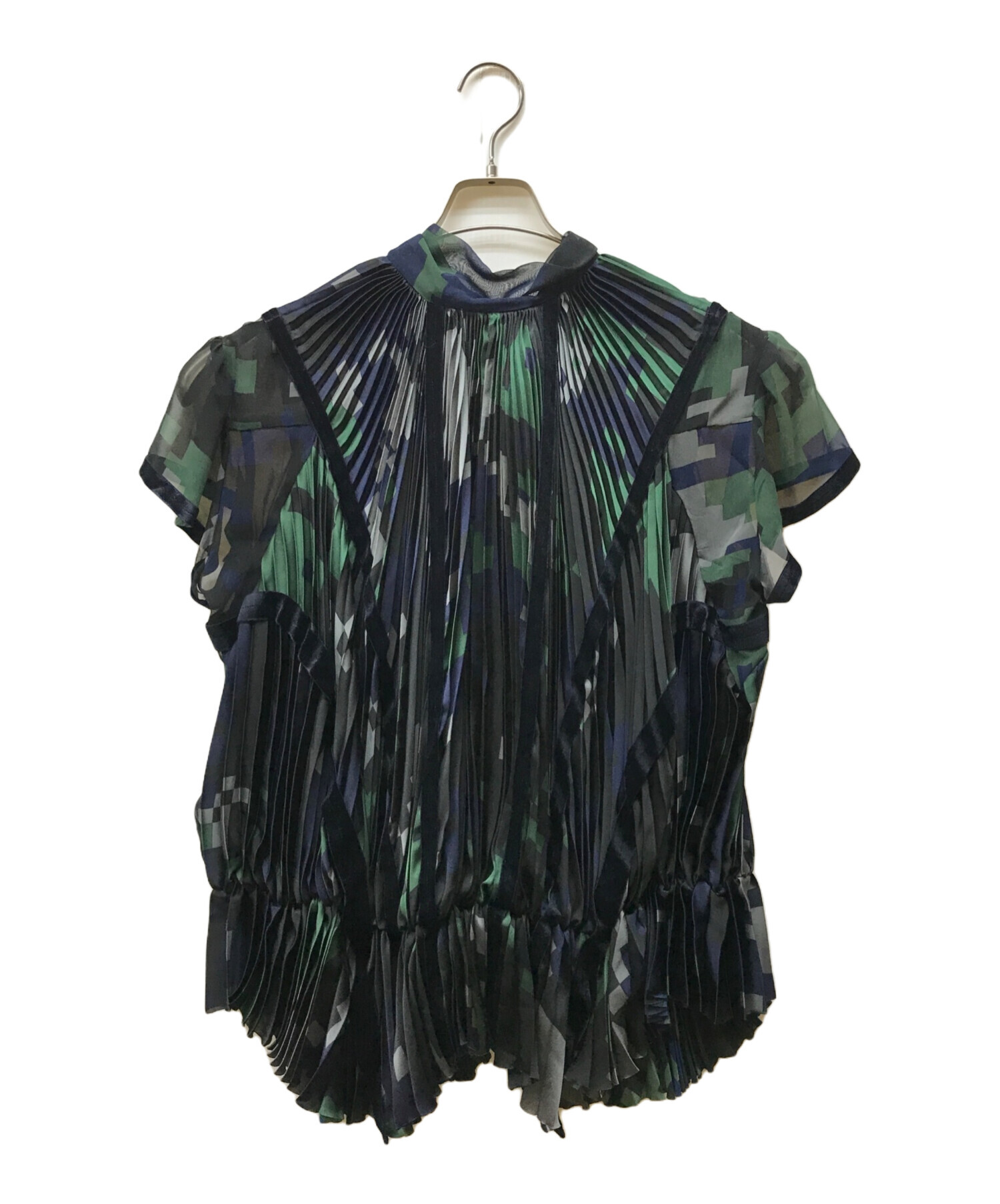中古・古着通販】sacai (サカイ) ボウタイプリーツブラウス グリーン  