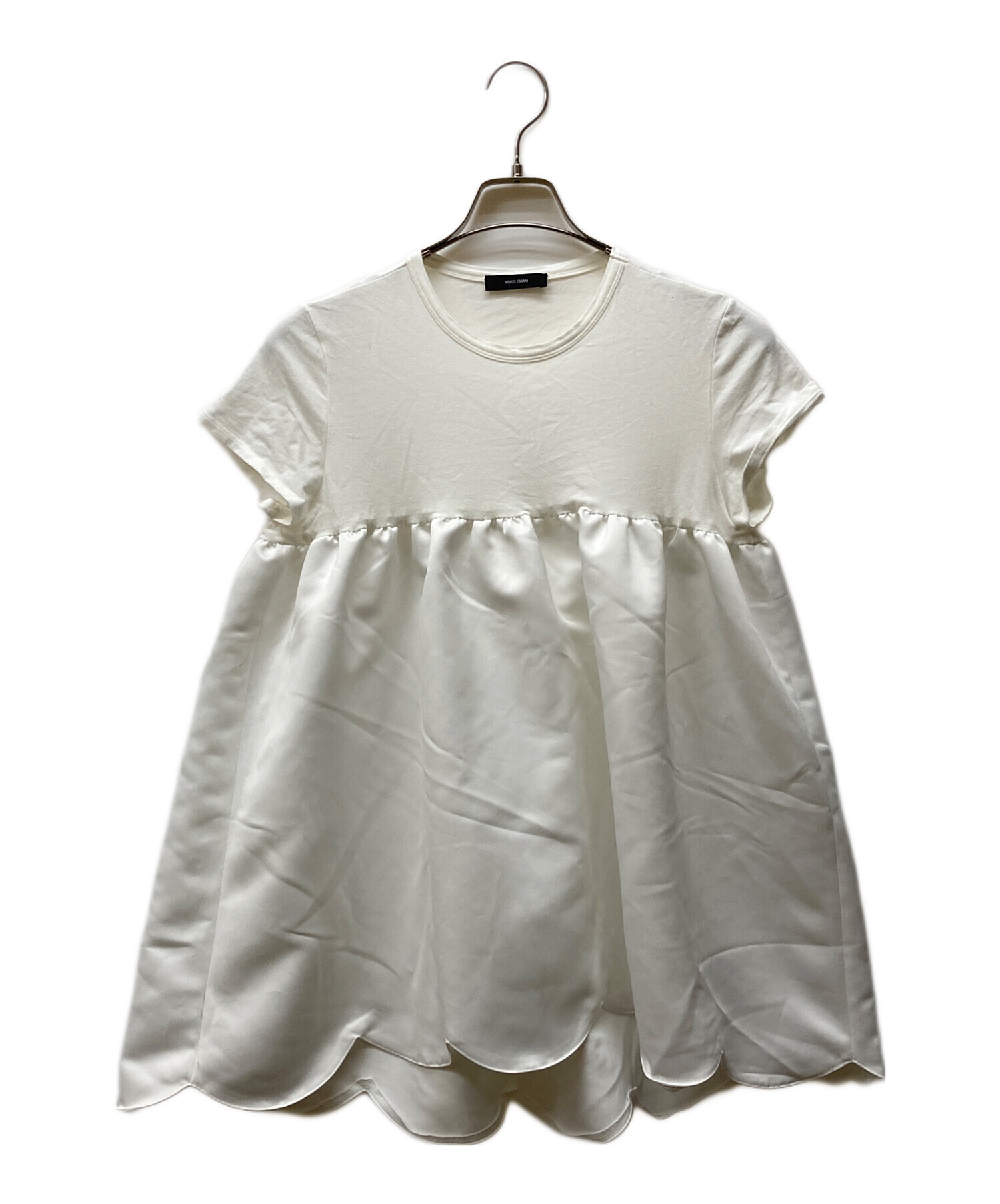 YOKO CHAN ハーフスリーブヘムスカラップカットソー Tシャツ 36 ヘム