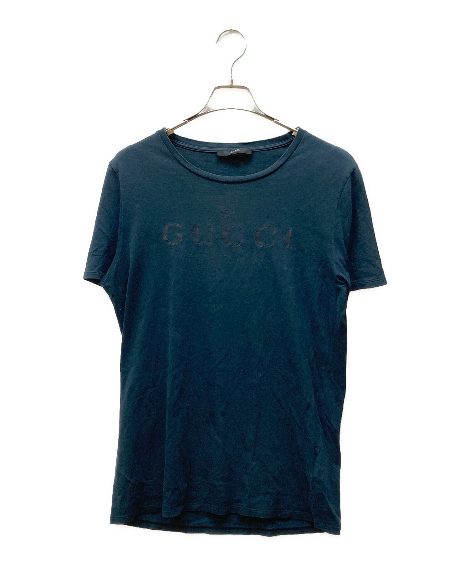 中古・古着通販】GUCCI (グッチ) ロゴプリントTシャツ ネイビー 