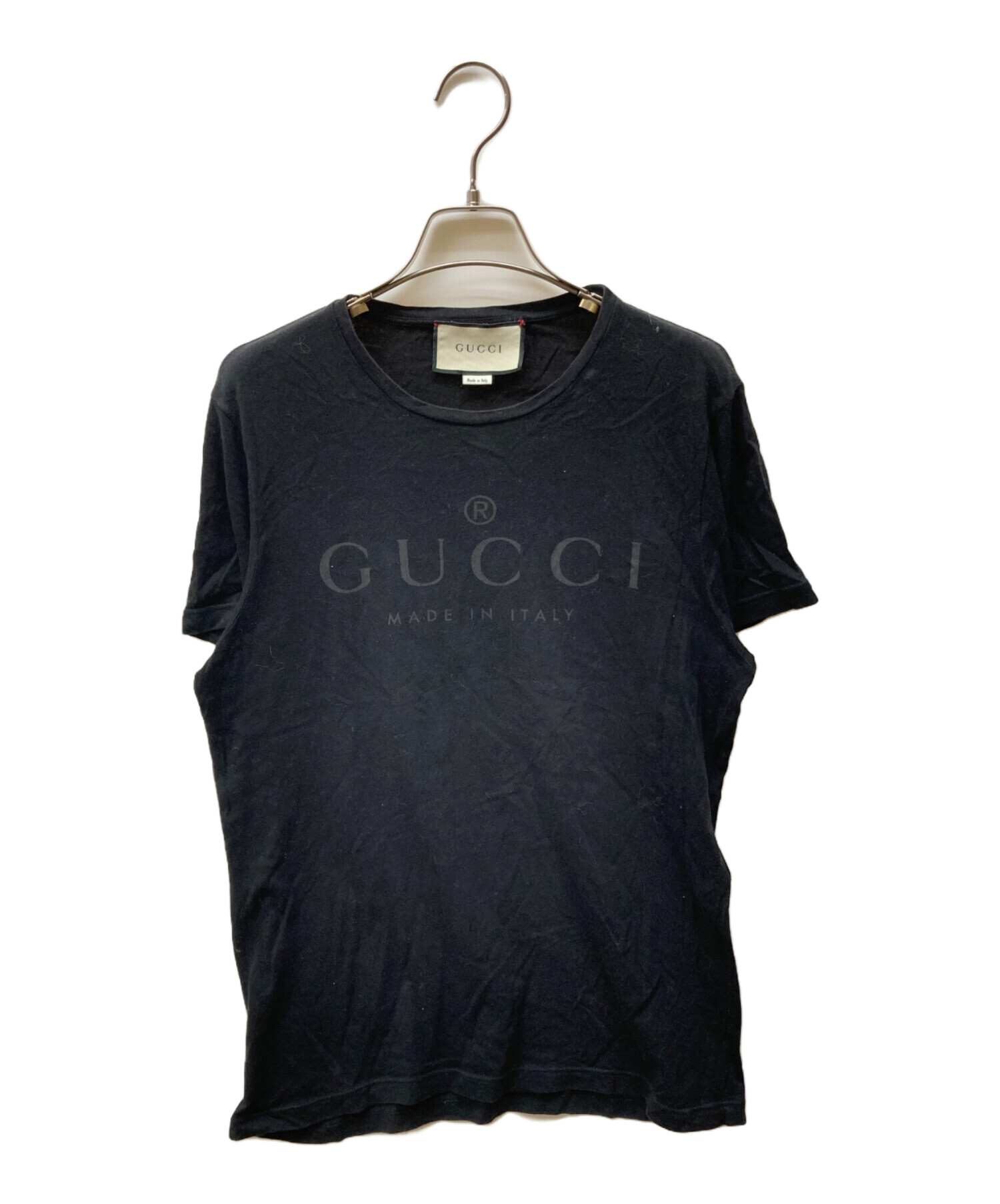新品 GUCCI グッチ ロゴ T-シャツ S ブラック 黒 送料無料 GUCCI ロゴ オーバーサイズ コットン Tシャツ ・ブラック コットン
