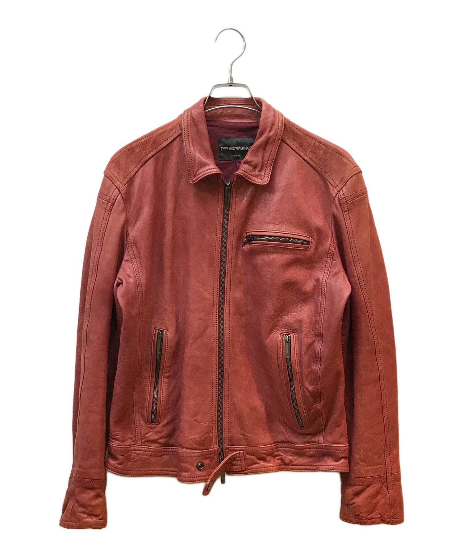 EMPORIO ARMANI レザージャケット シングルライダース 中古・古着通販】EMPORIO ARMANI (エンポリオアルマーニ) シングル