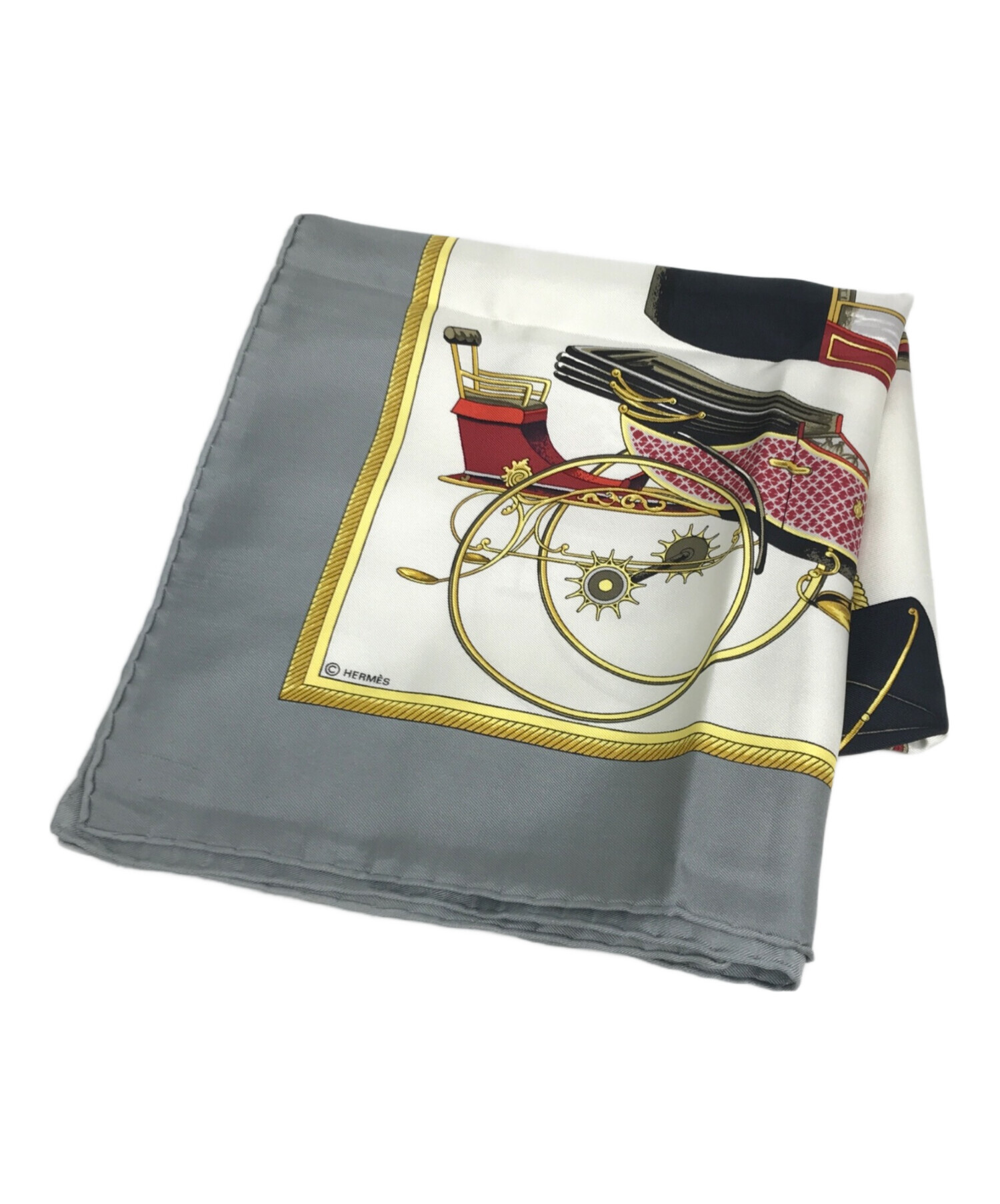 HERMES エルメス カレ90 LA PERRIERE 馬車 シルク100% スカーフ 馬車