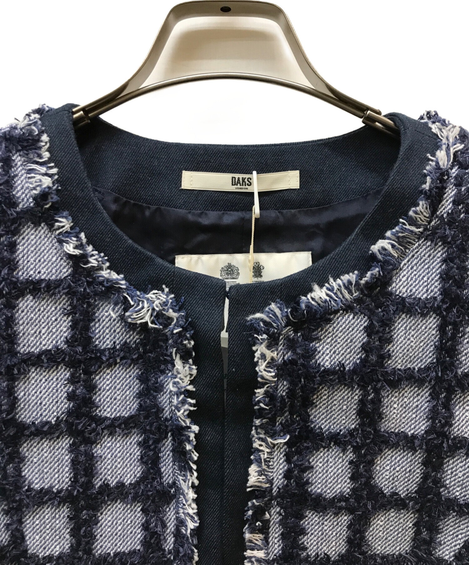 中古・古着通販】DAKS (ダックス) ノーカラーデニムライクツイード
