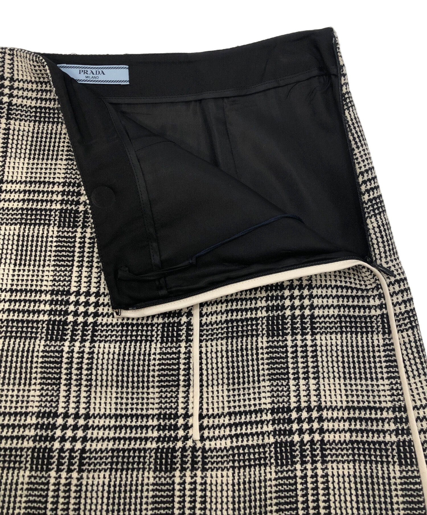 中古・古着通販】PRADA (プラダ) ウールチェックスカート ベージュ