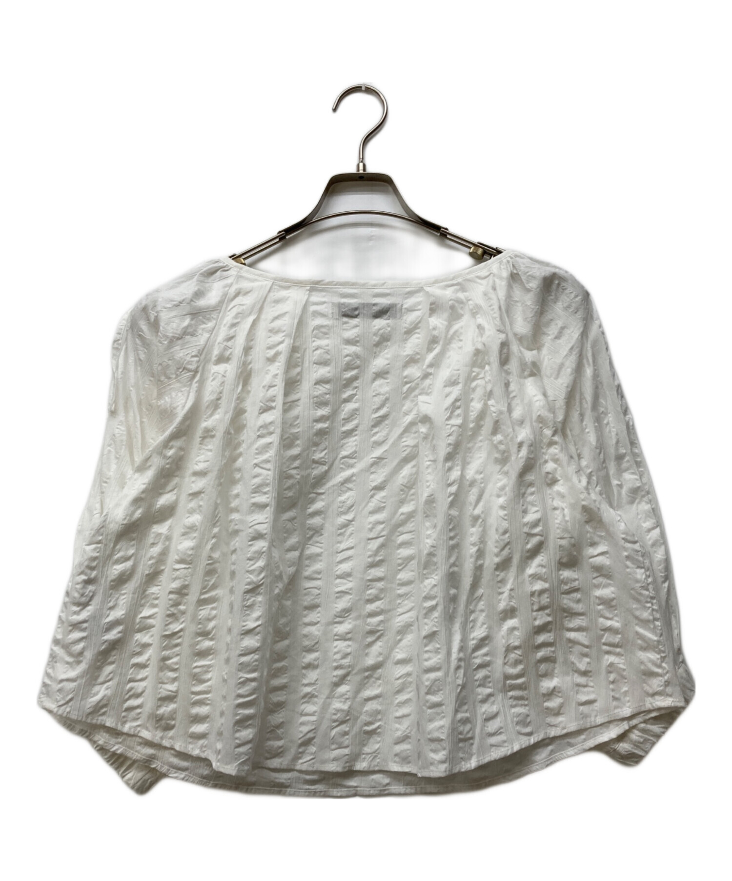 Sheller/シェリエ パフスリーブブラウス 半袖ブラウス　ホワイト 中古・古着通販】sheller (シェリエ) パフスリーブリボンブラウス