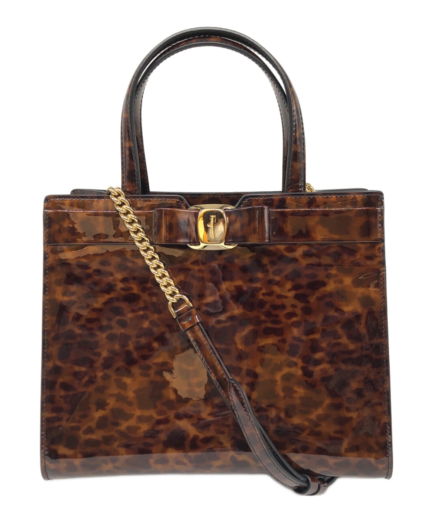 サルバトーレフェラガモレザートートバッグブラウン