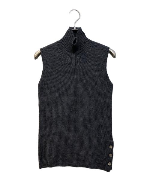 エルメス シルク混 ハイネック ストレッチ ノースリーブ 34 HERMES (エルメス) ノースリーブハイネックシルクニットセーター ベージュ サイズ:M