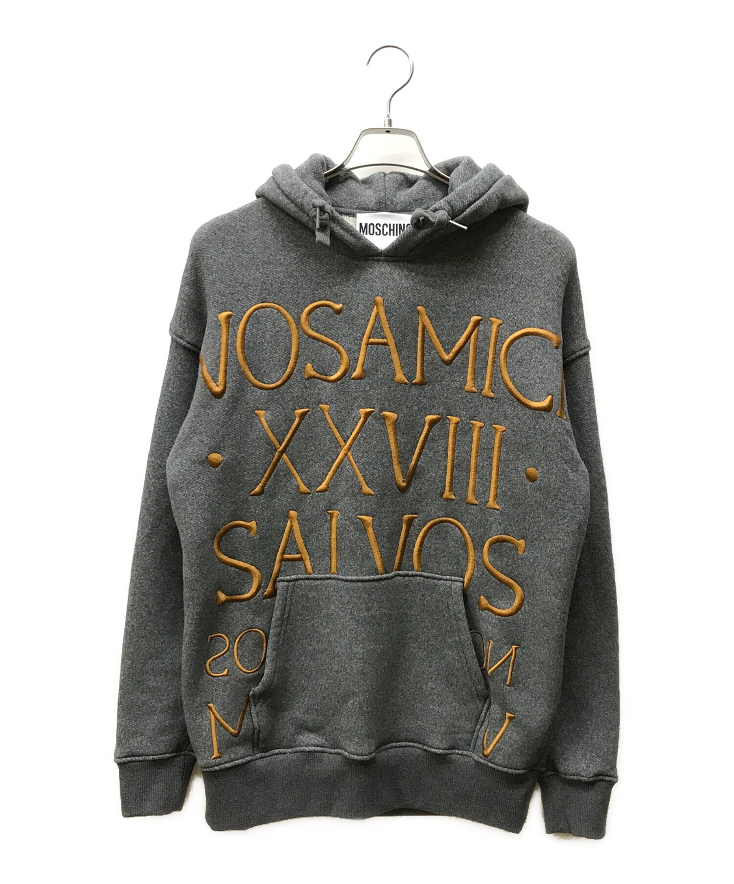MOSCHINO モスキーノ パーカー M グレー 【古着】【中古】【送料無料】 中古・古着通販】MOSCHINO (モスキーノ) パーカー グレー サイズ:46