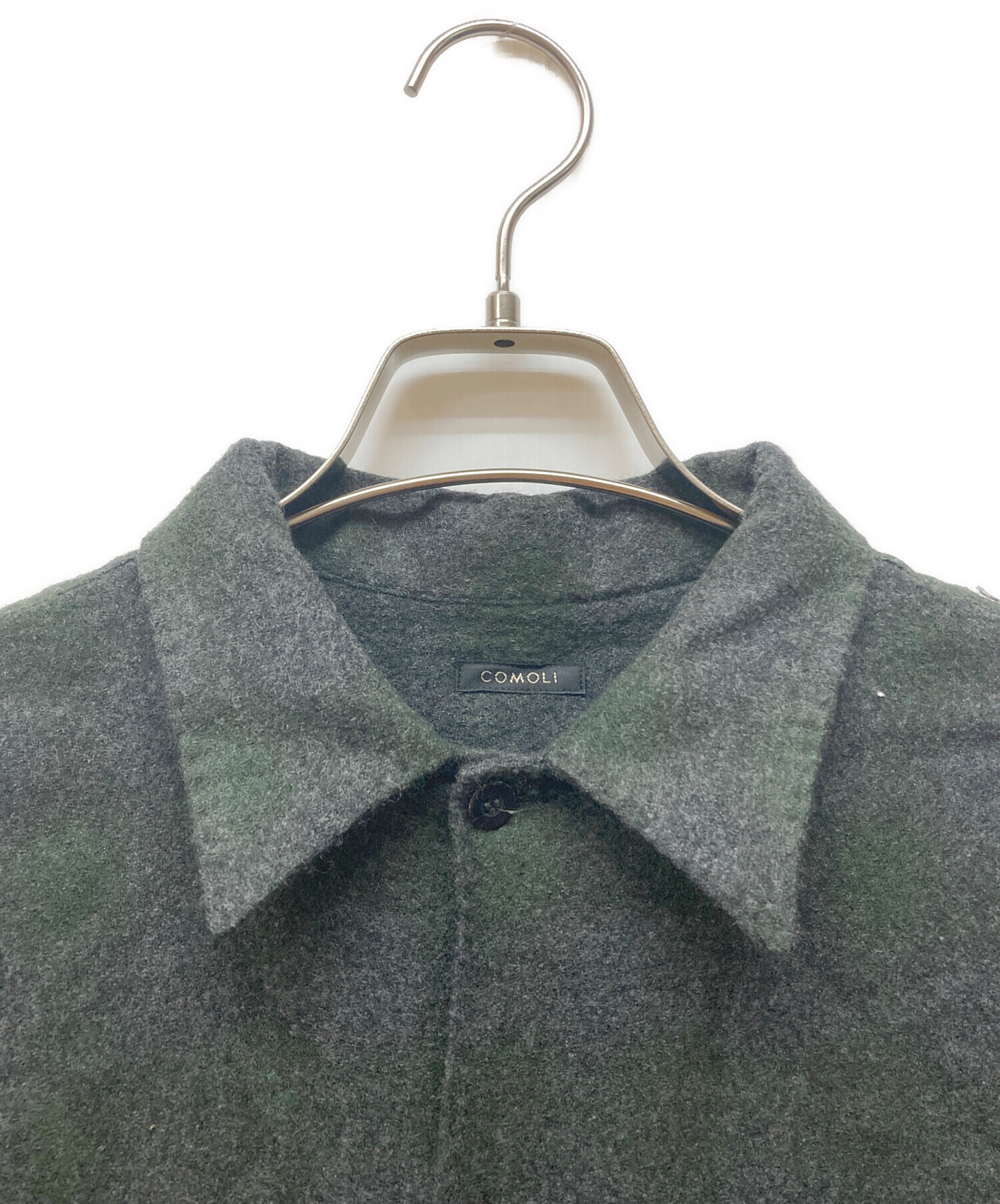 中古・古着通販】COMOLI (コモリ) ウールチェック オープンカラー