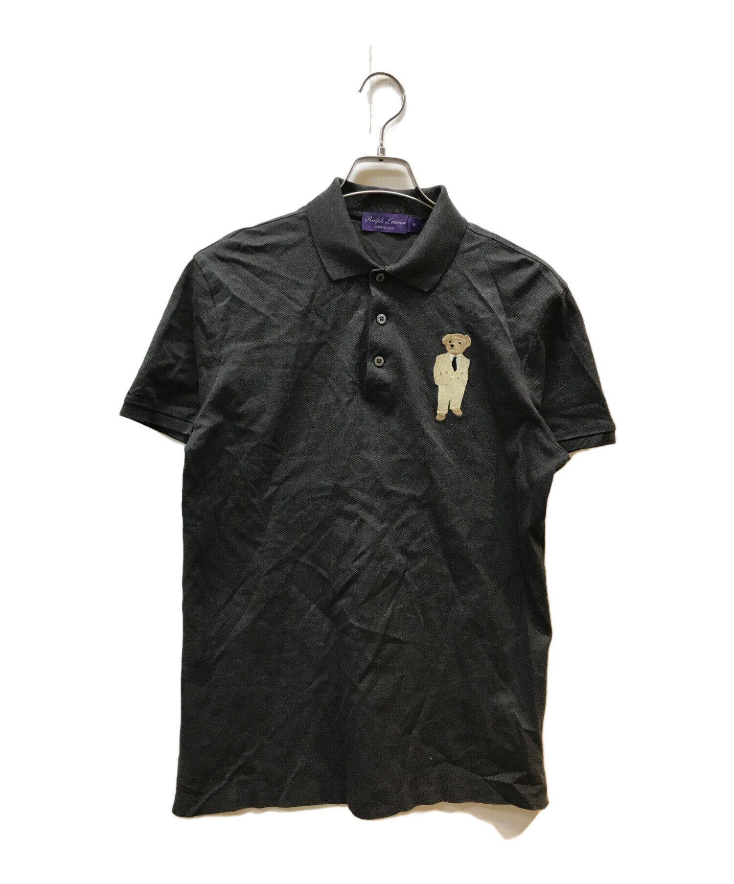 ラルフローレン パープルレーベル　グレー ポロシャツ 刺繍ロゴ付き ラルフローレン パープルレーベル グレー ポロシャツ 刺繍ロゴ付き
