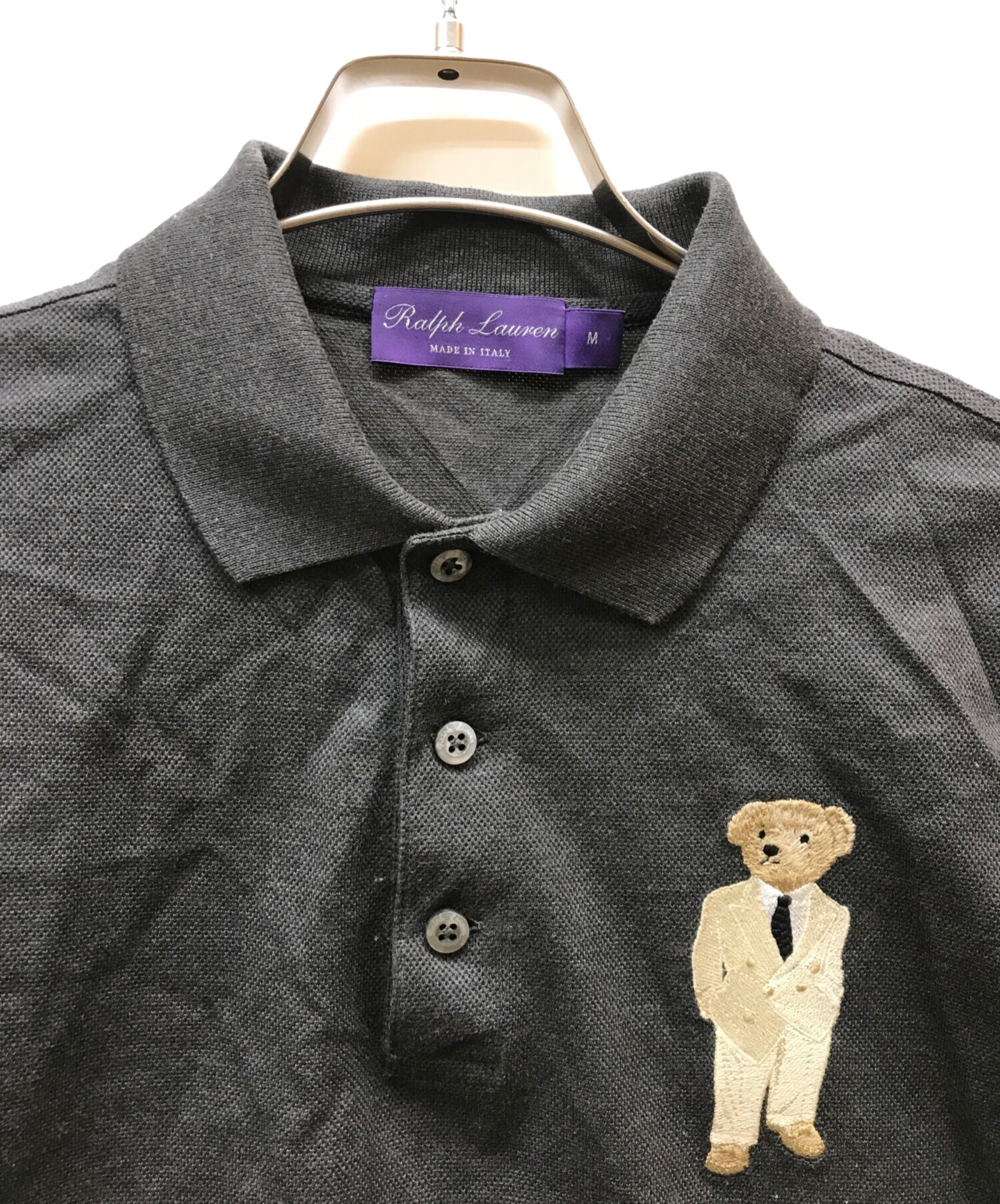 ラルフローレン パープルレーベル　グレー ポロシャツ 刺繍ロゴ付き 中古・古着通販】RALPH LAUREN PURPLE LABEL (ラルフ ローレン