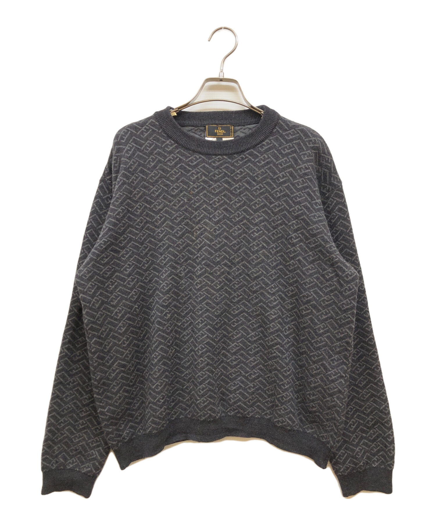 FENDI FENDI グレー 長袖ニット グレー ロゴニットセーター FENDI 