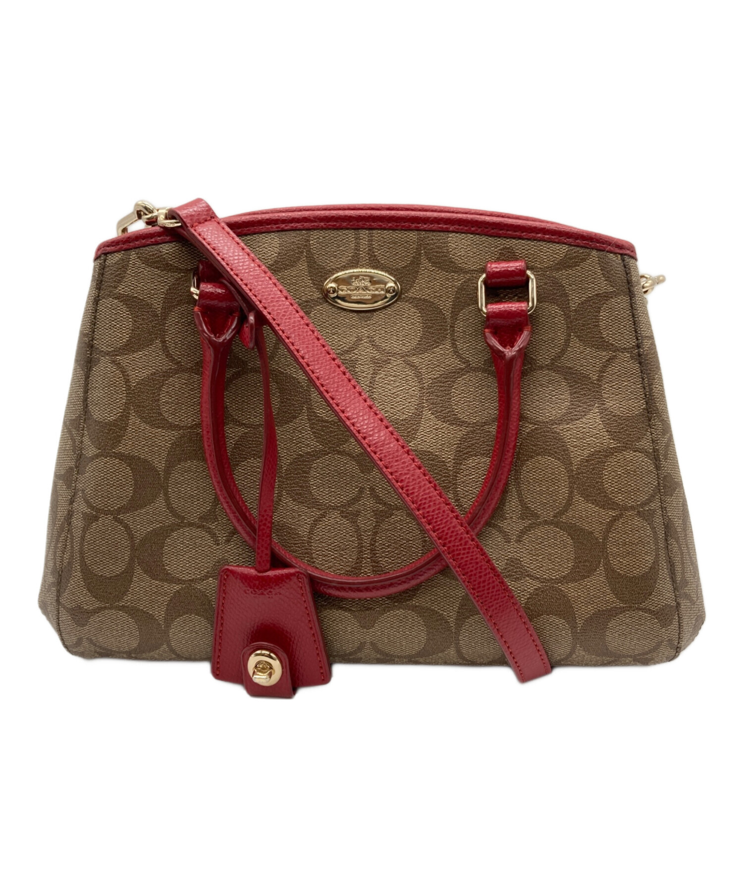 中古・古着通販】COACH (コーチ) 2WAYバッグ ブラウン×レッド 