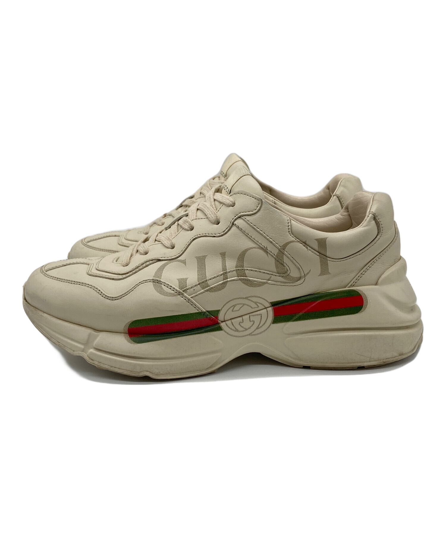 中古・古着通販】GUCCI (グッチ) ライトン ロゴスニーカー アイボリー 