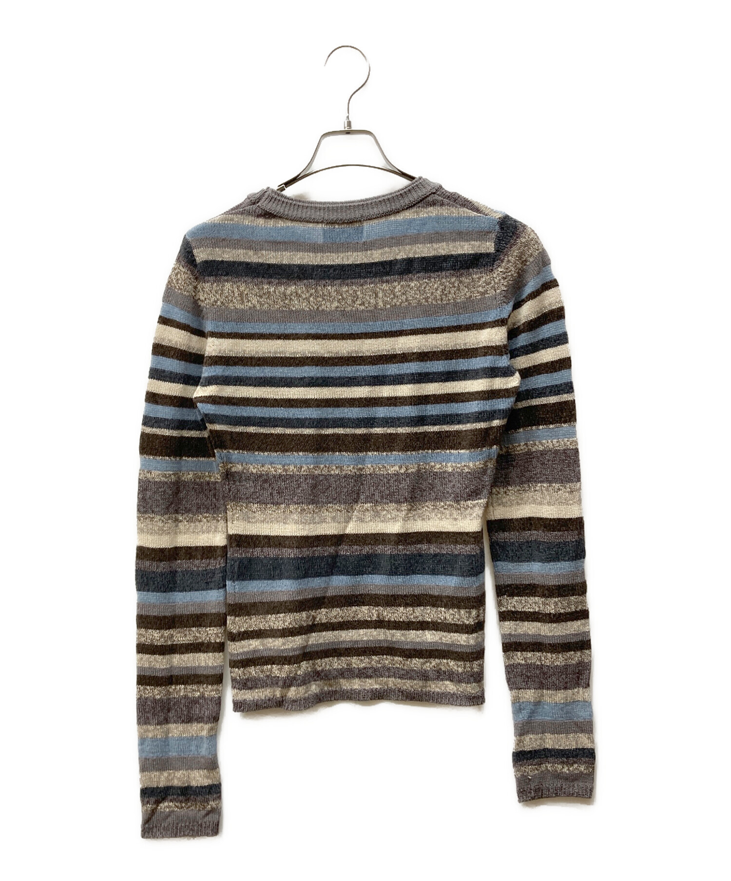 中古・古着通販】CLANE (クラネ) MOLE MIX BORDER KNIT TOPS グレー