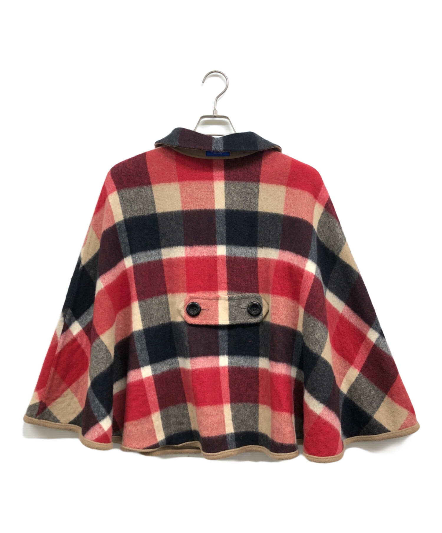 ブルーレーベルクレストブリッジ　リバーシブル　コート　ポンチョ　チェック　ファー 中古・古着通販】BLUE LABEL CRESTBRIDGE (ブルーレーベルクレスト