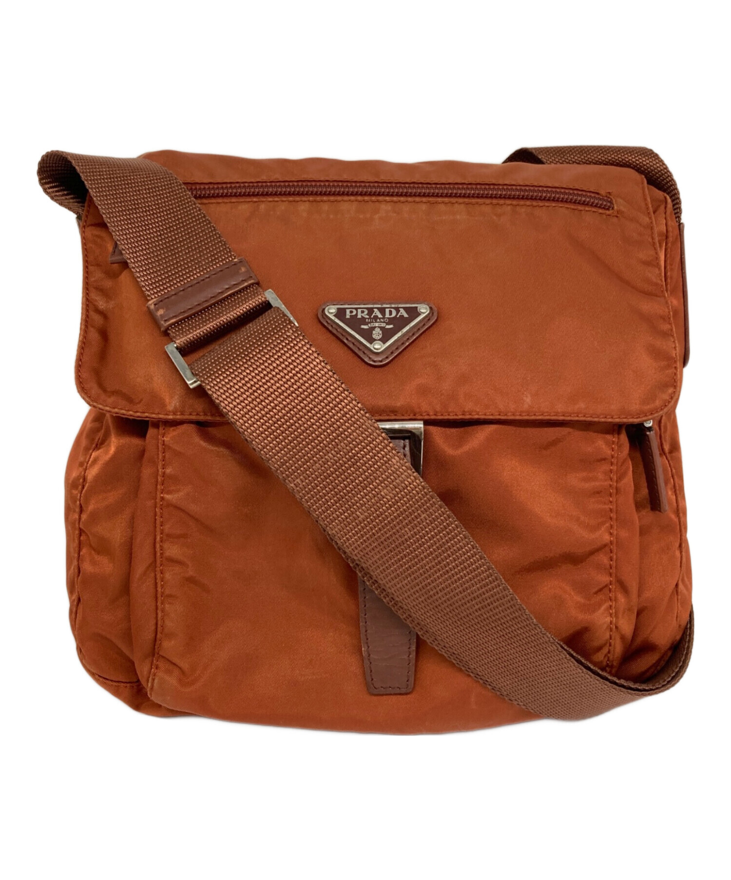 中古・古着通販】PRADA (プラダ) ナイロンショルダーバッグ ブラウン