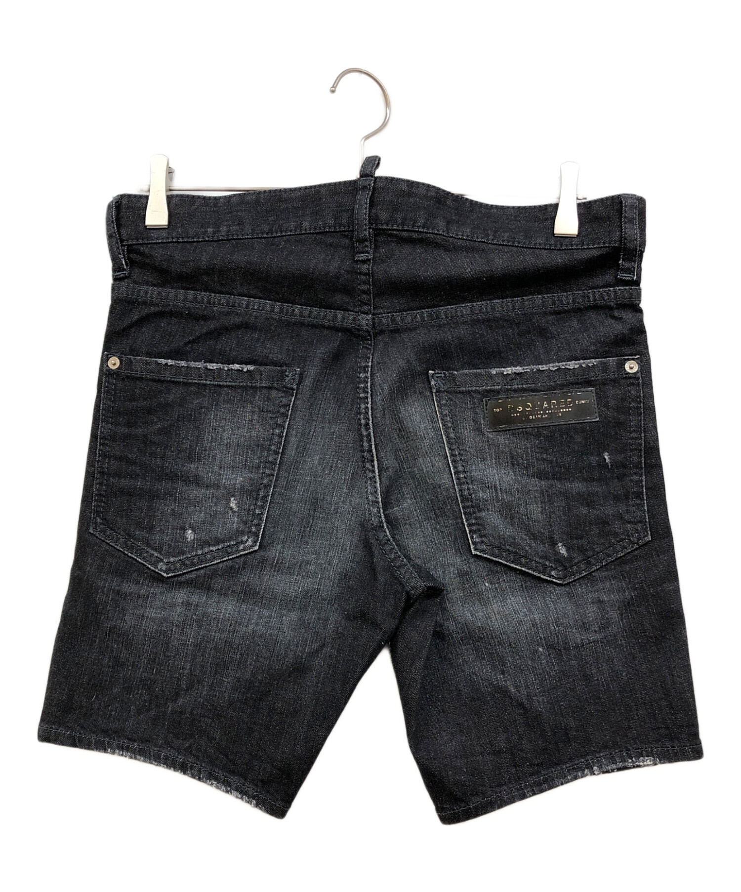 DSQUARED2 ブラックデニムショートパンツ DSQUARED2 ディースクエアード ダメージ ボタンフライ デニム ショート