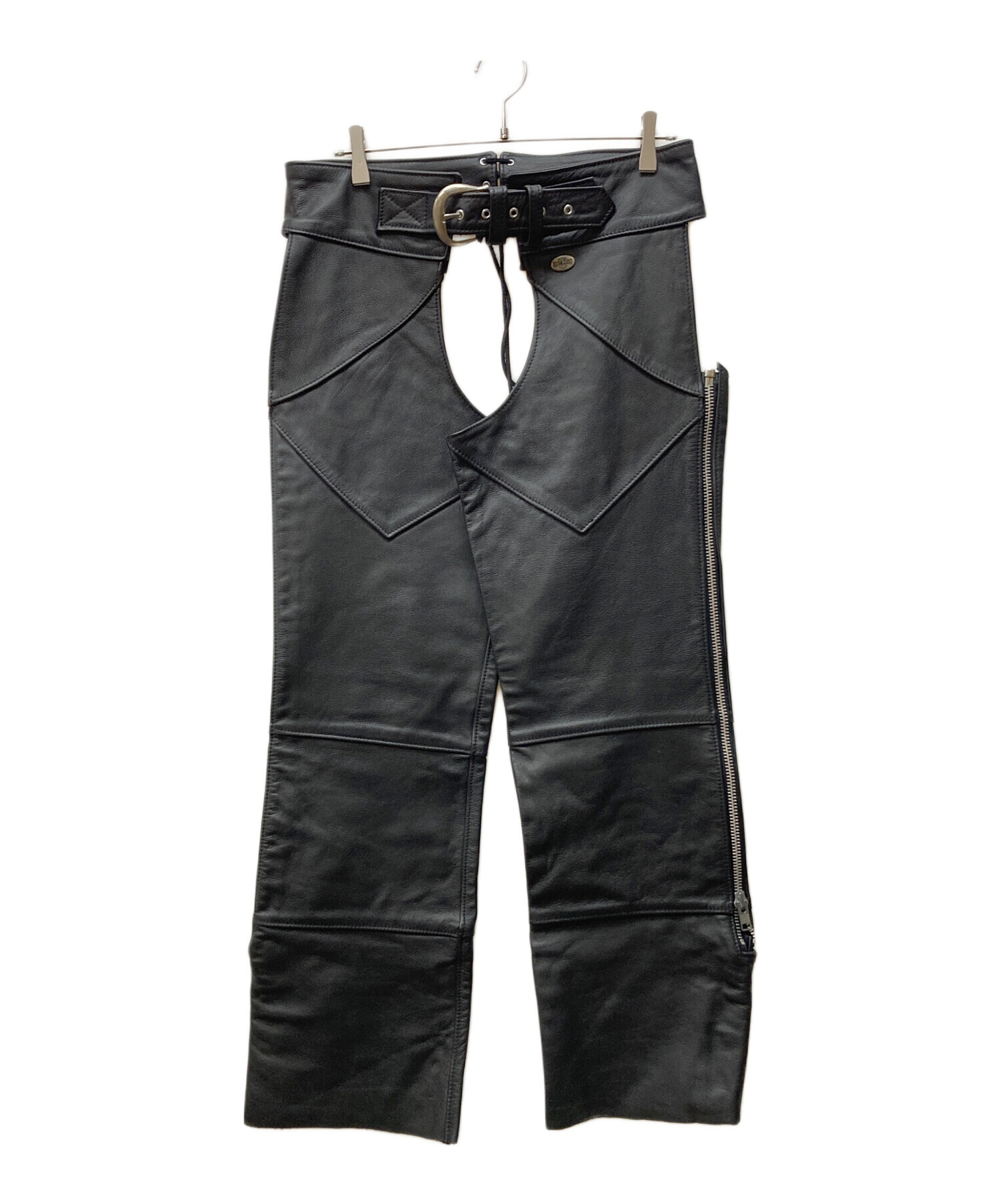 ハーレーダビッドソン レザーチャップス レザーパンツ 黒 ロゴ バイク