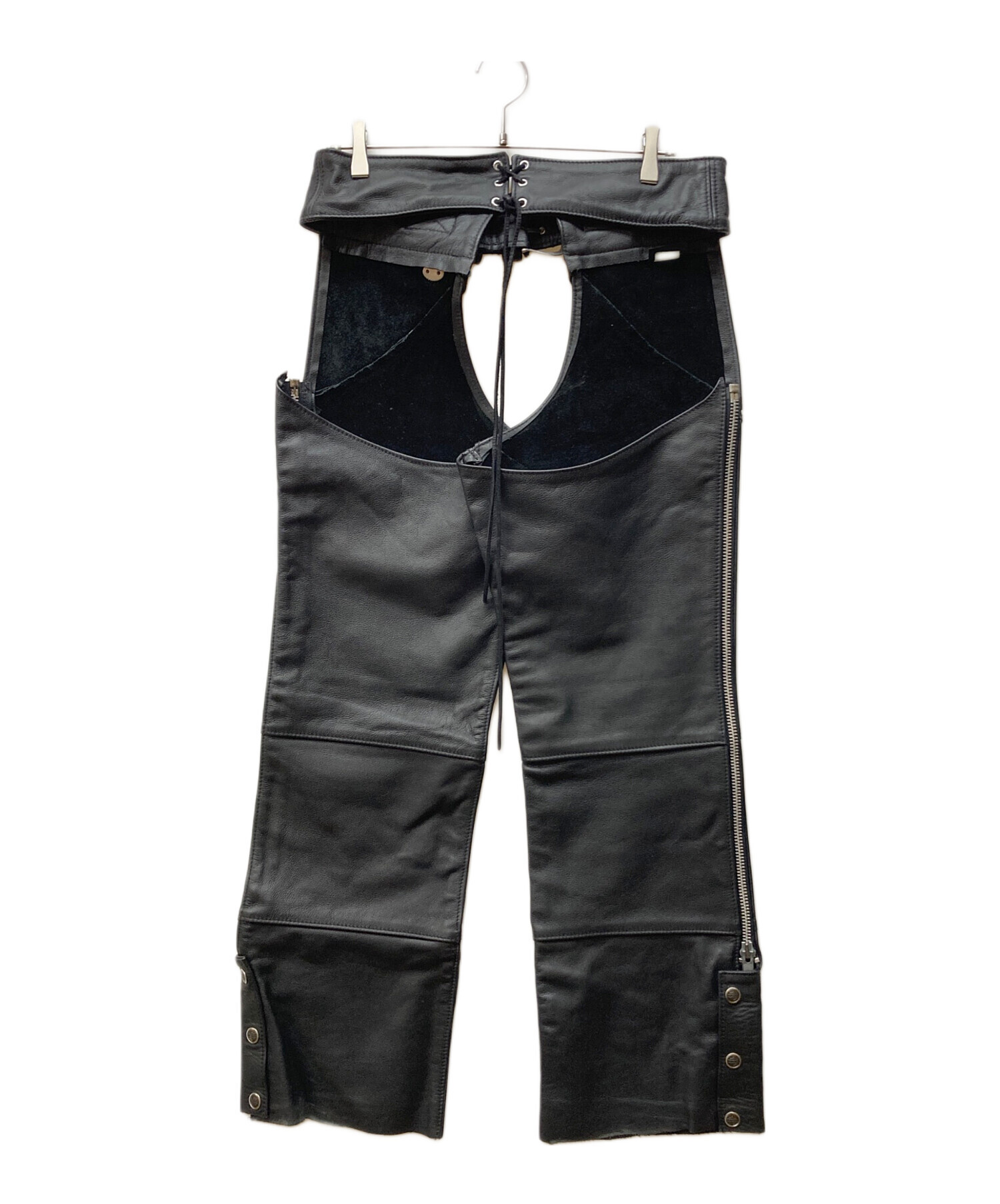 Harley-Davidson レザーオープンチャップス ブラック 中古・古着通販】HARLEY-DAVIDSON (ハーレーダビッドソン) レザー