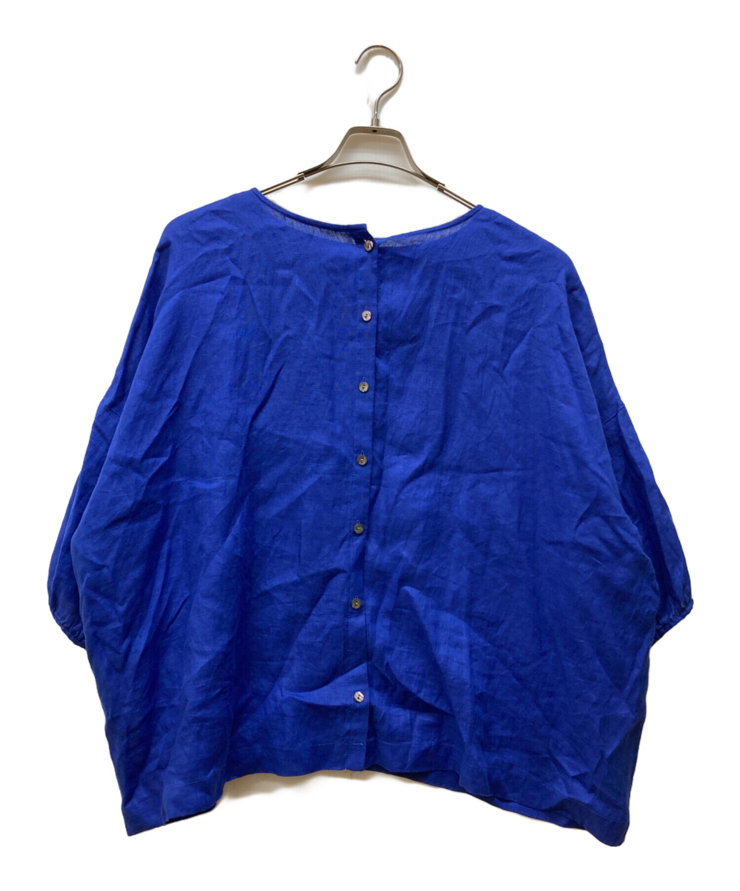 中古・古着通販】BEARDSLEY (ビアズリー) リネン前後ブラウス ブルー 