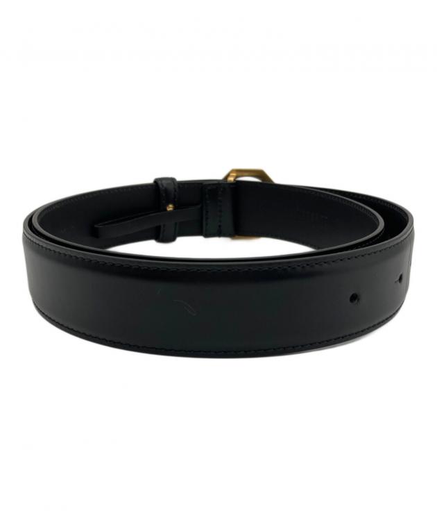 VERSACE :本革 レザーベルト○85/34○黒 シルバー ヴェルサーチ