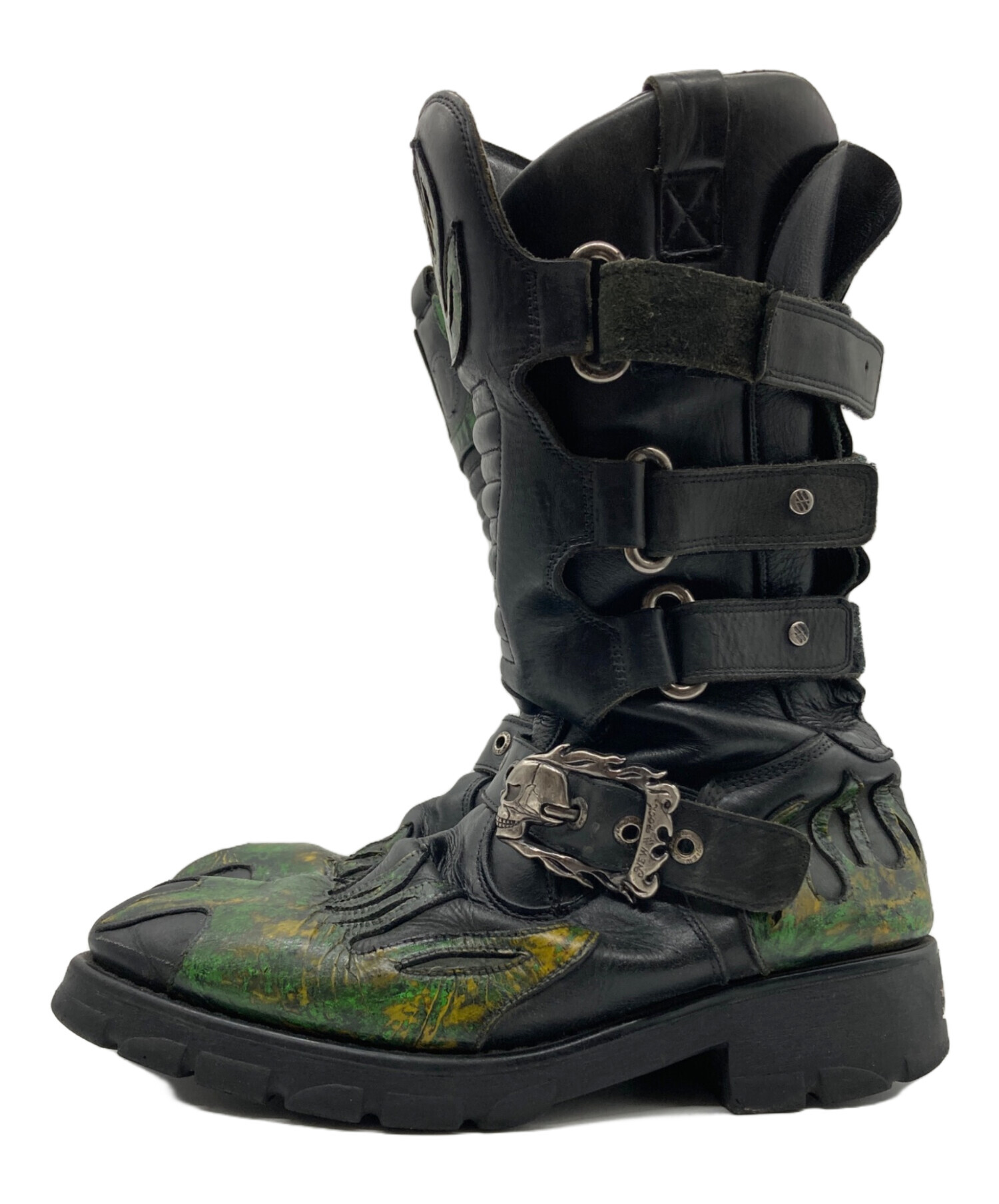 中古・古着通販】NEWROCK (ニューロック) スカルバックルブーツ