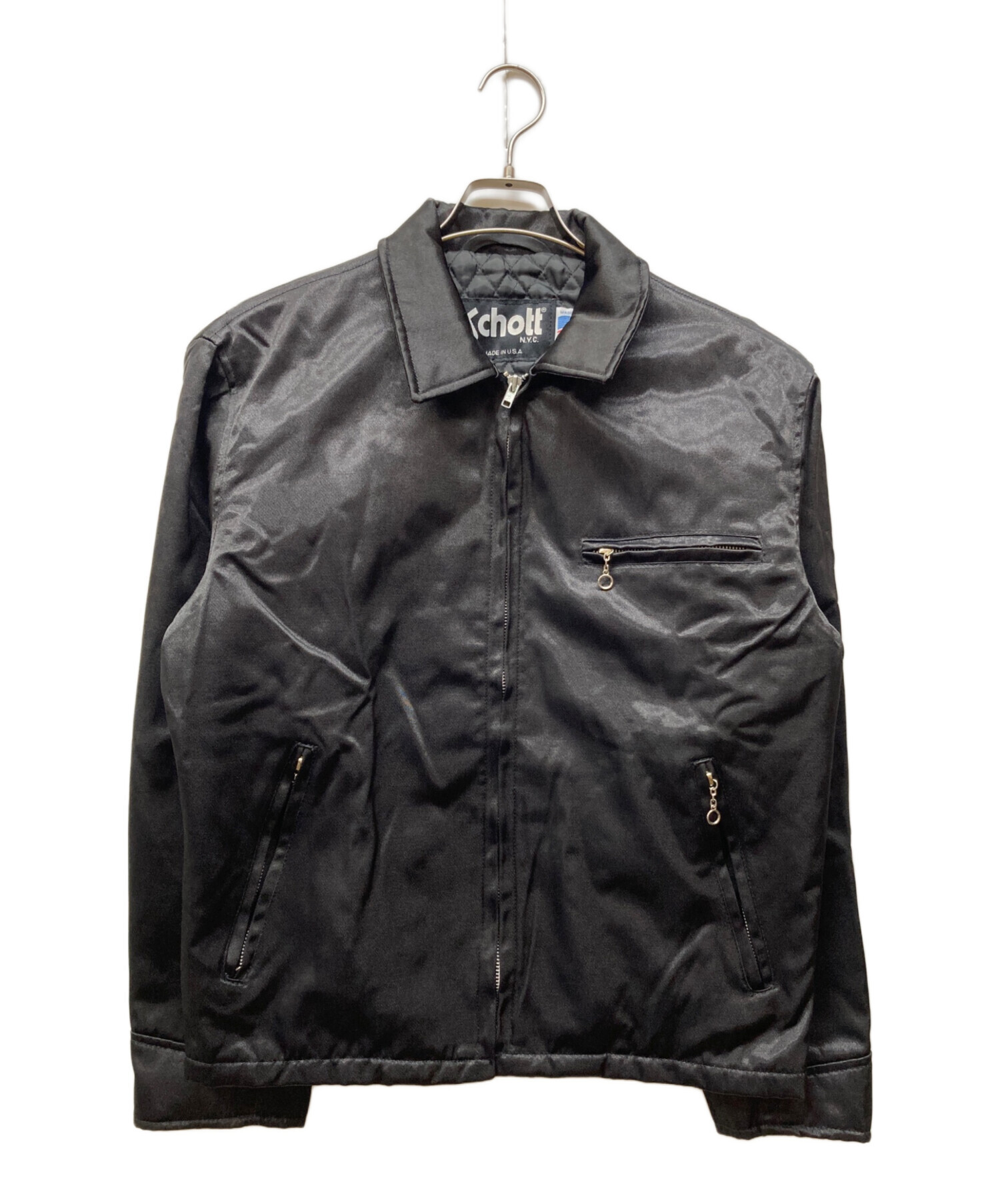 Schott ショット シングルライダース ナイロンジャケット ブラック 