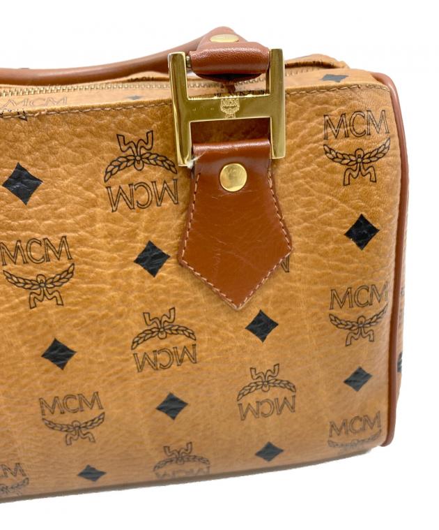 MCM ボストンバッグ ブラウン レザー Authentic MCM Visetos 2Way Shoulder Boston Bag Brown Leather