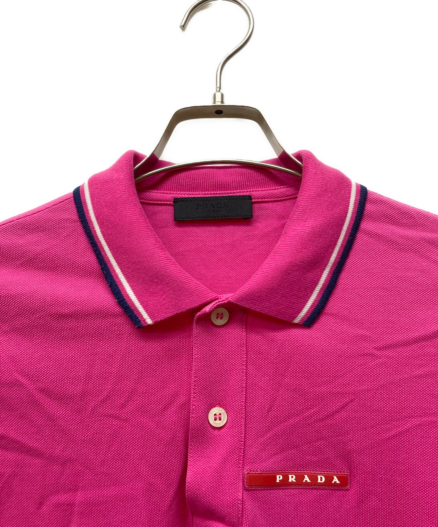 中古・古着通販】PRADA (プラダ) ラバーロゴポロシャツ ピンク サイズ