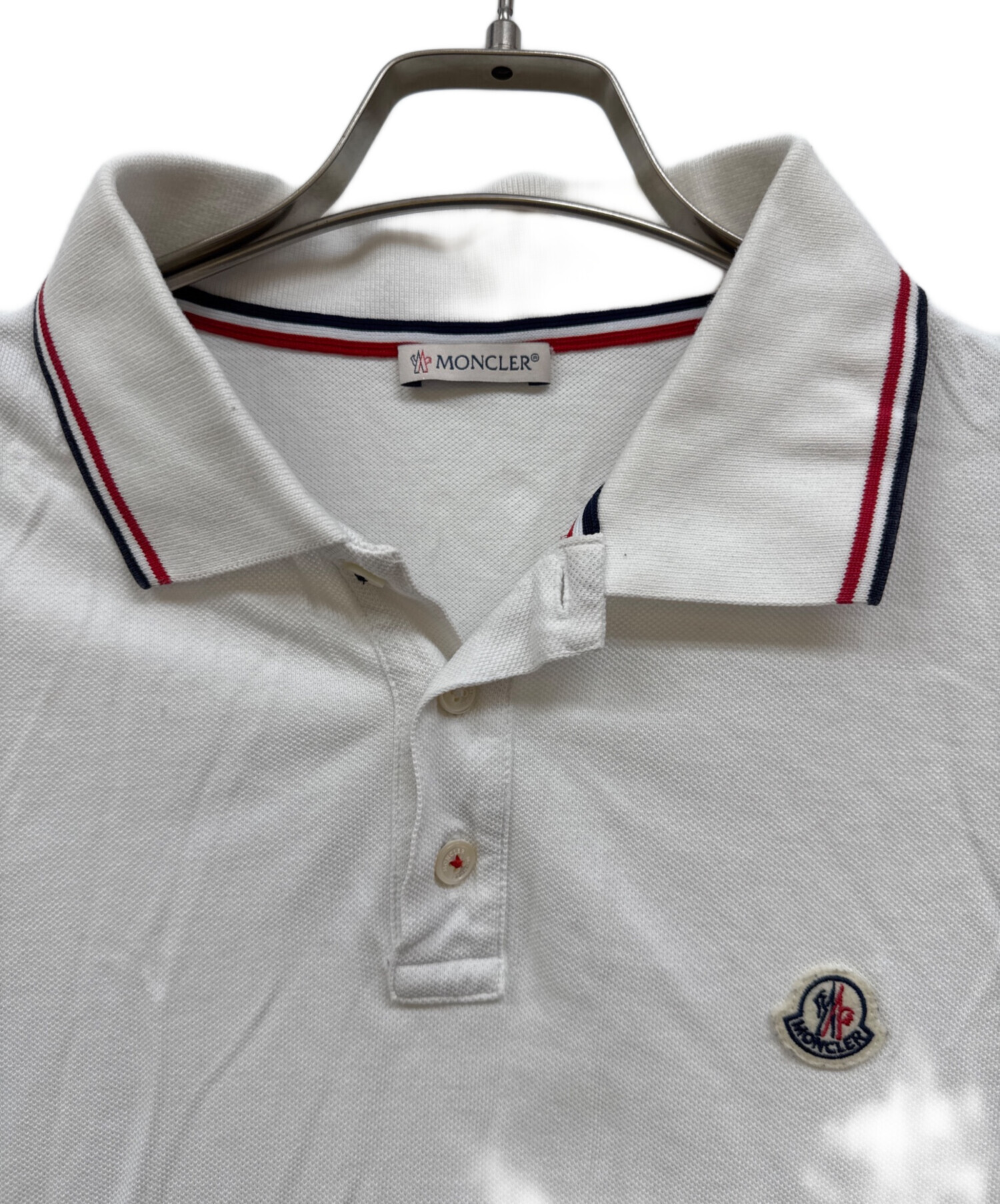 中古・古着通販】MONCLER (モンクレール) ポロシャツ ホワイト サイズ