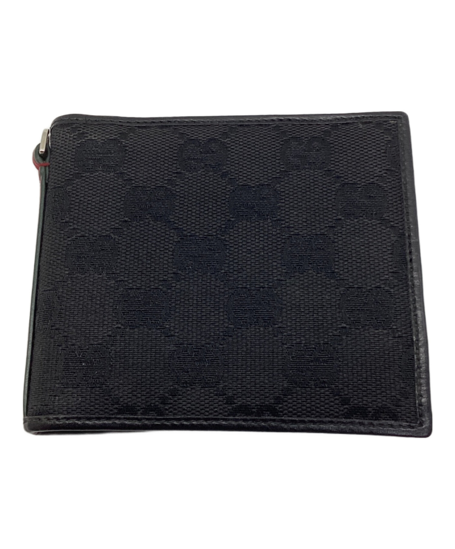 中古・古着通販】GUCCI (グッチ) GGキャンバス 2つ折り財布 ブラック 