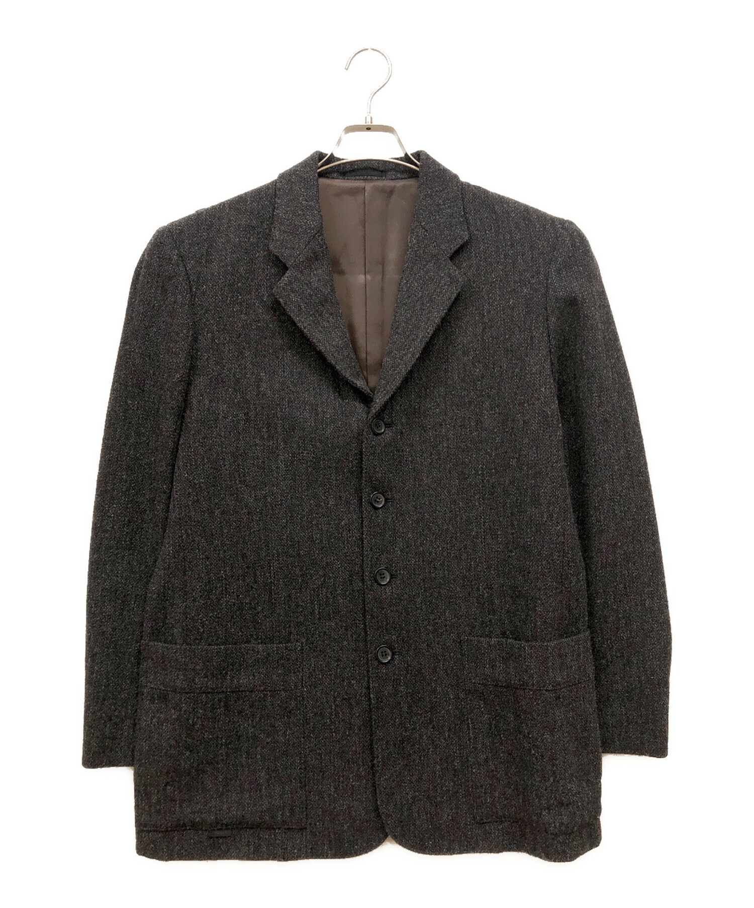 PAPAS パパス コットンウール テーラードジャケット 50 Lサイズ 黒 中古・古着通販】PAPAS (パパス) ツイードテーラードジャケット