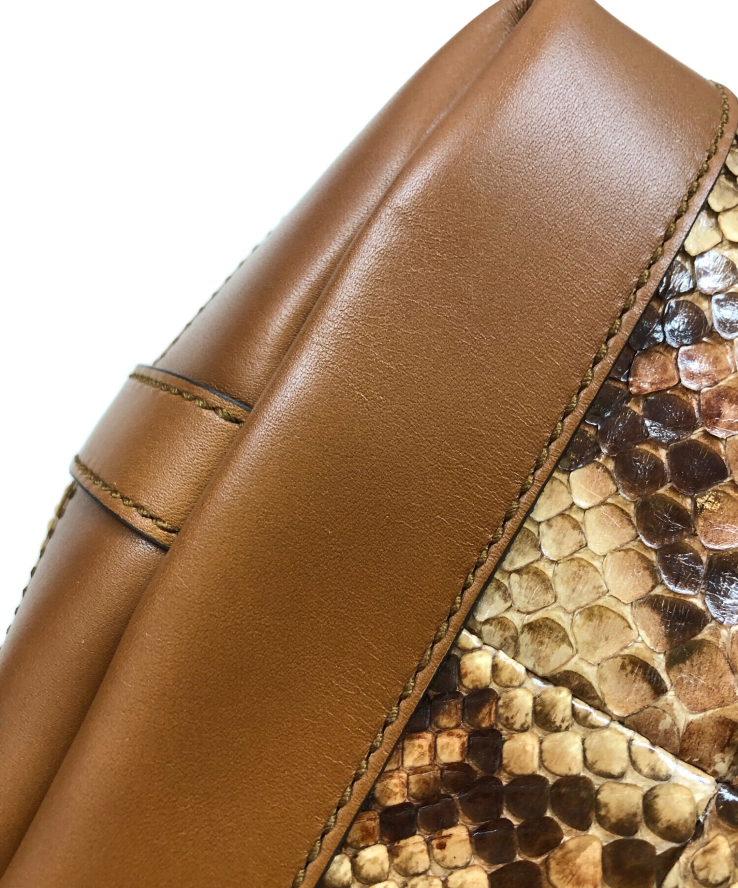 中古・古着通販】GUCCI (グッチ) パイソンレザートートバッグ ブラウン