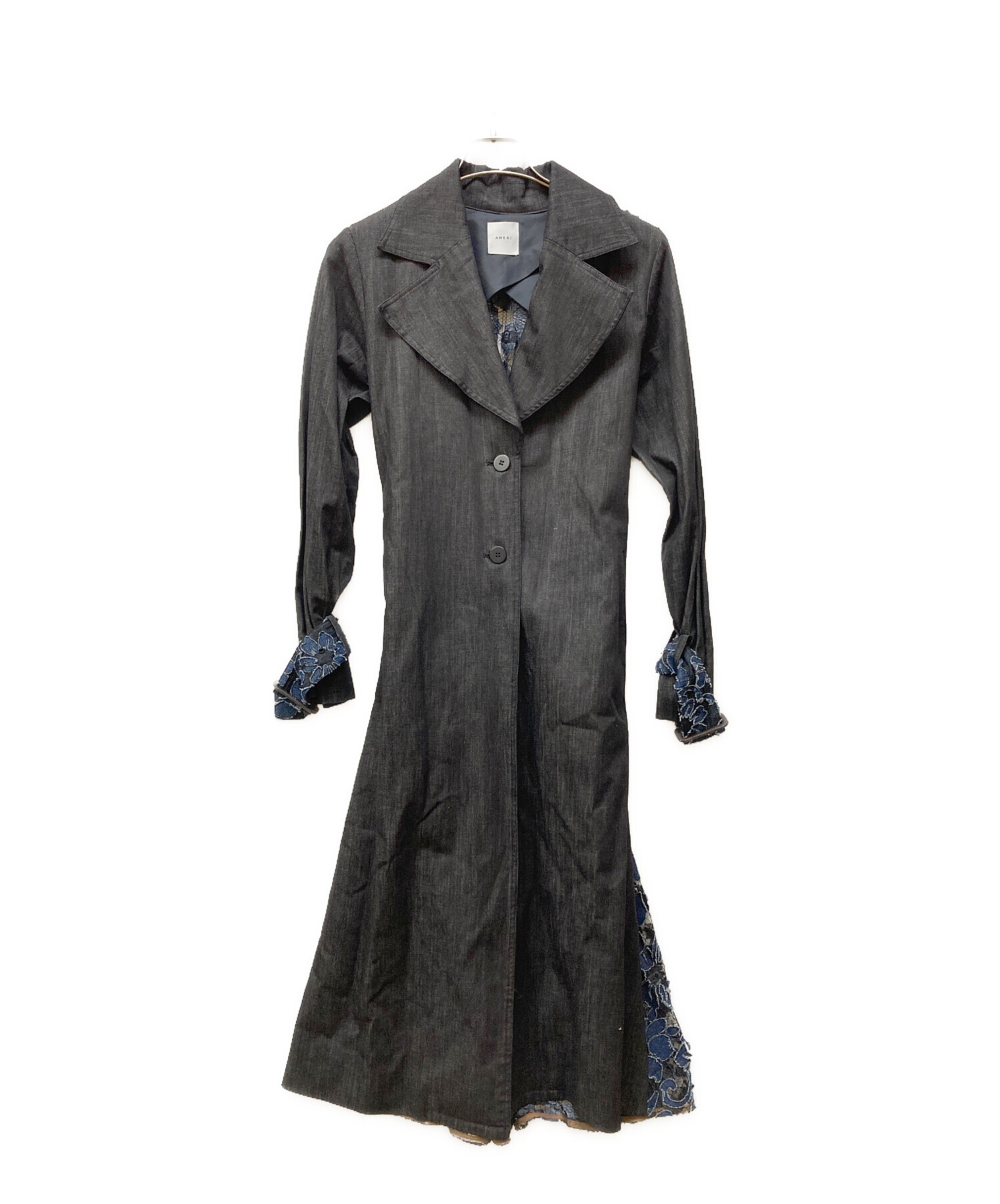 AMERI BACK CUTTING LACE COAT アメリ コート 中古・古着通販】Ameri (アメリ) BACK LACE COAT ブラック サイズ:記載