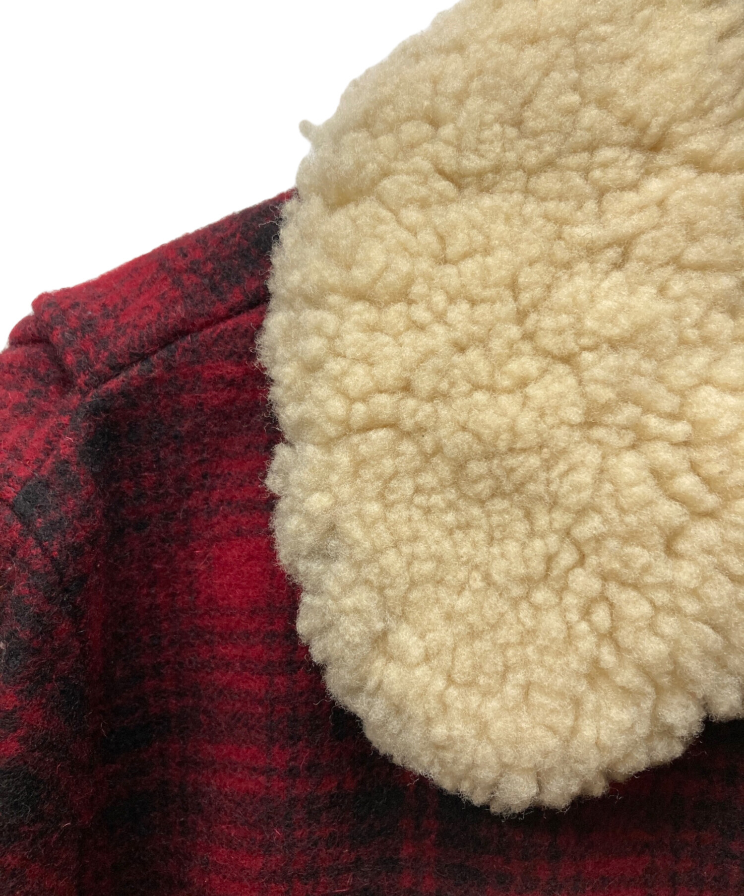 中古・古着通販】WOOLRICH (ウールリッチ) チェックボアコート レッド